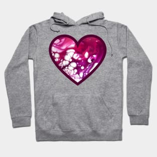 Maroon/Pink Paint Pour Heart Hoodie